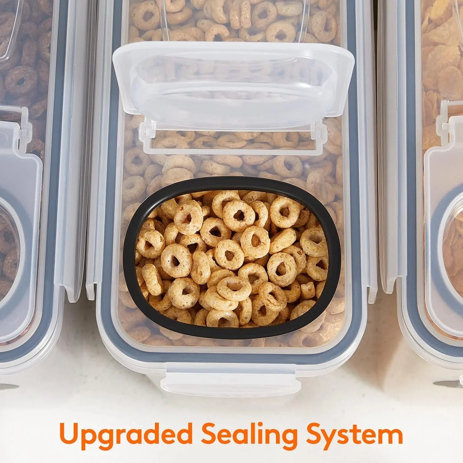 Airtight Cereal Storage Containers BPA-Free Food Dispensers with Pouring Lids for Pantry & Kitchen (4 Pack 2,5L)