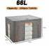 3 pack Large Clothes Storage Bins with Lids for Clothing, Bedding, Blankets, Toys (66L capacity - Grey)