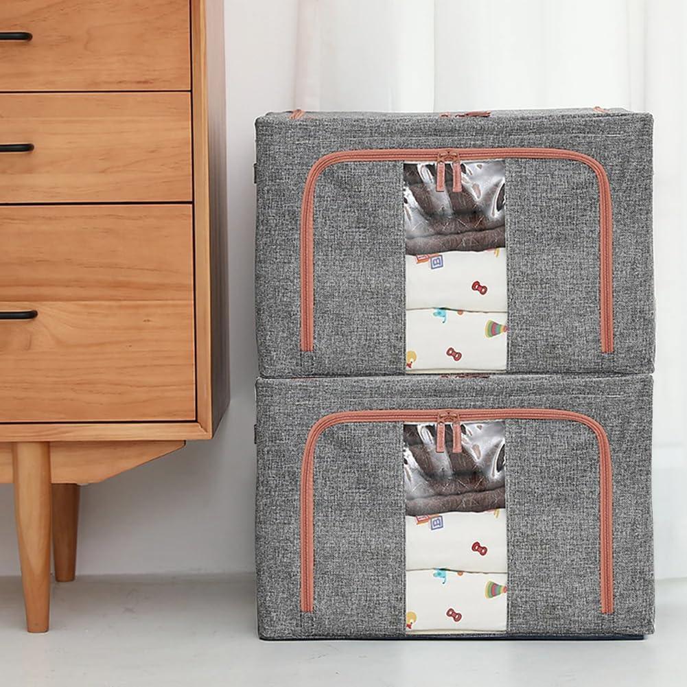 3 pack Large Clothes Storage Bins with Lids for Clothing, Bedding, Blankets, Toys (66L capacity - Grey)