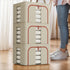 3 pack Large Clothes Storage Bins with Lids for Clothing, Bedding, Blankets, Toys (66L capacity - Beige)