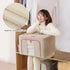 3 pack Large Clothes Storage Bins with Lids for Clothing, Bedding, Blankets, Toys (66L capacity - Beige)