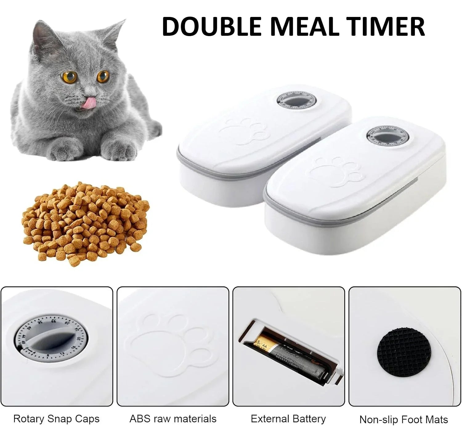 2 Meal Automatic Pet Feeder with Timer for Cat & Dog Wet & Dry Food (Dual Bowl 700ML)