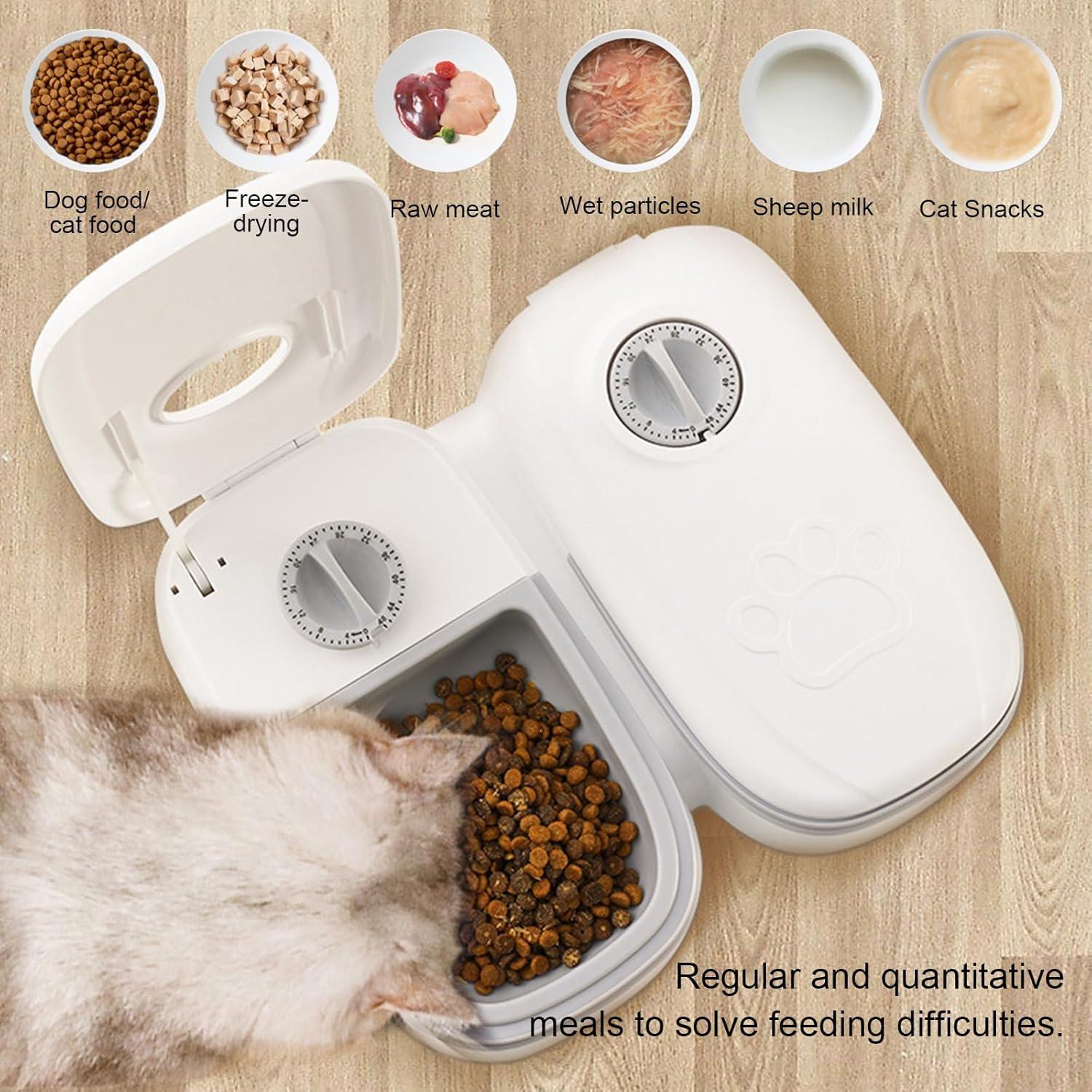 2 Meal Automatic Pet Feeder with Timer for Cat & Dog Wet & Dry Food (Dual Bowl 700ML)