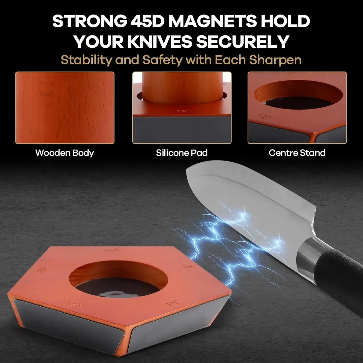 Rolling Knife Sharpener Kit with 5 Magnetic Angles (12°/15°/17°/19°/22°) for Chef & Home Kitchen Use