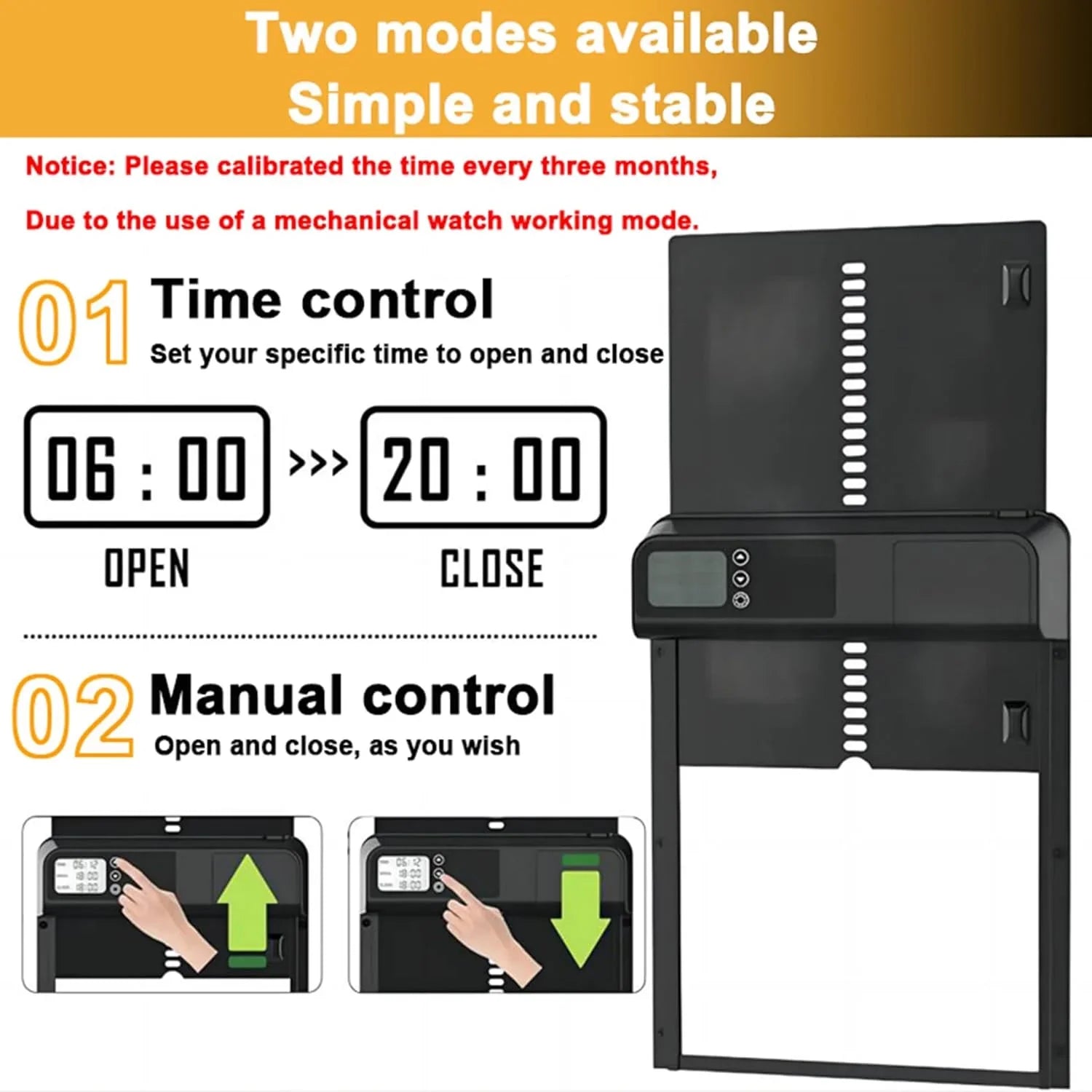 Automatic Chicken Coop Door with Timer & LCD Screen, Anti-Pinch Safety, Easy Battery Operation & Weatherproof for Outdoor Coops