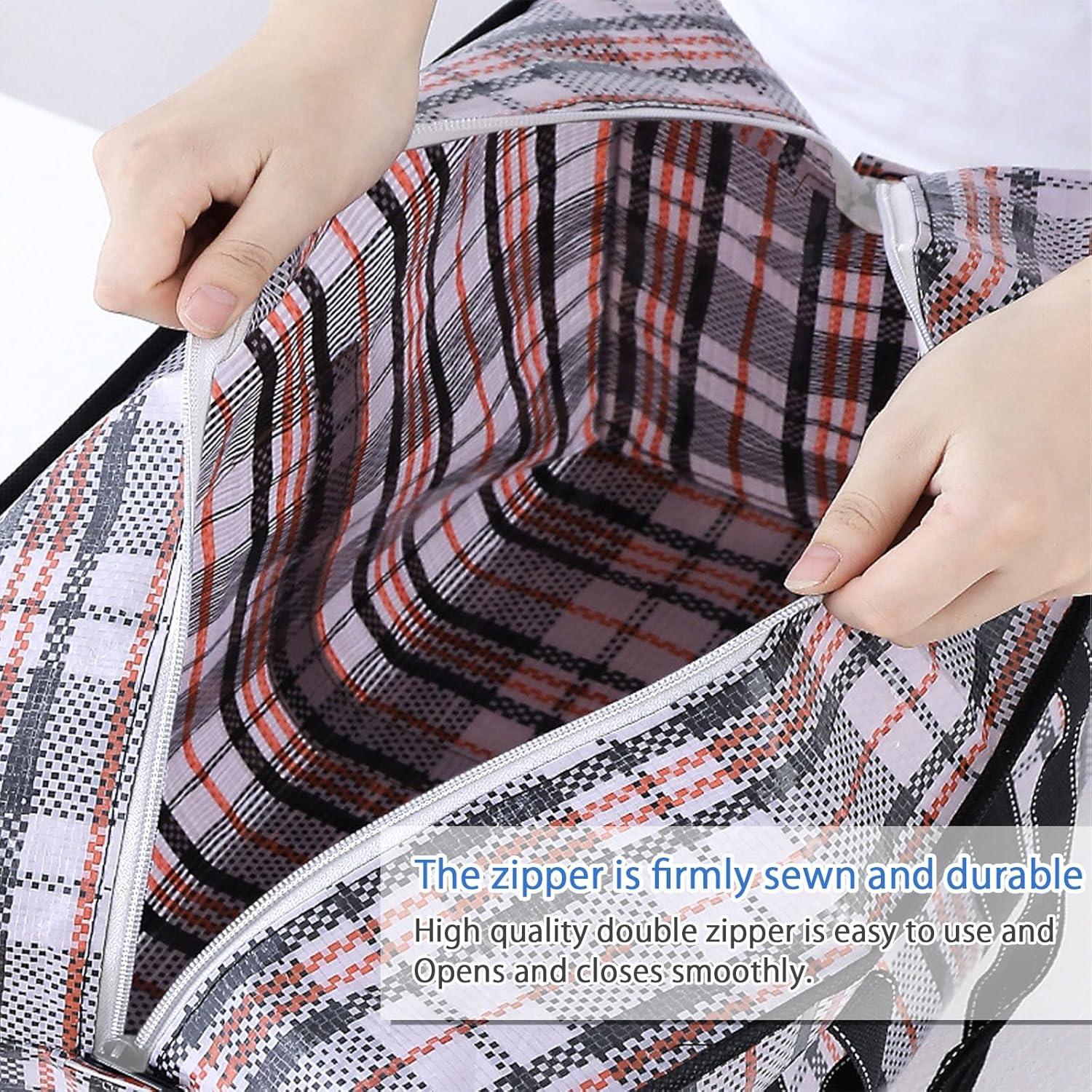 6 Pack Large Moving Storage Bags with Zipper & Handles for Clothes, Bedding, Blankets, Dorm & Travel (80x55x25cm)
