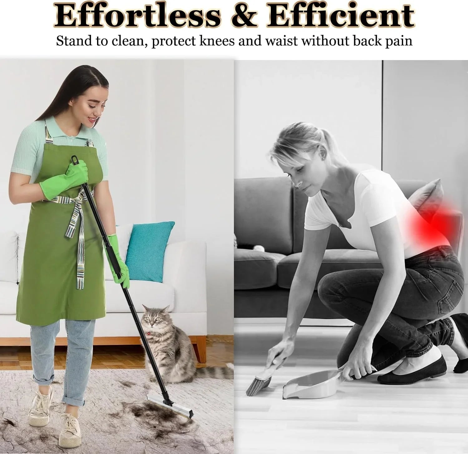 Pet Hair Remover Broom with Long Handle, Reusable Fur & Lint Remover for Dog & Cat Hair