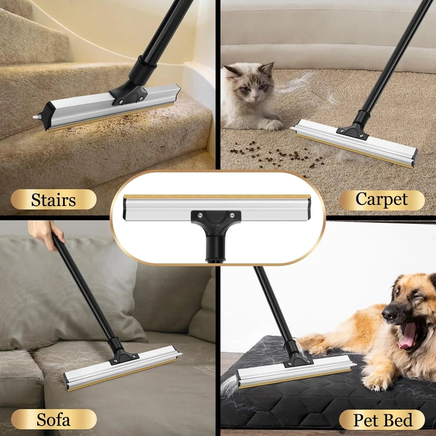 Pet Hair Remover Broom with Long Handle, Reusable Fur & Lint Remover for Dog & Cat Hair