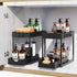 2 Pack Under Sink Organizer with Pull-Out Basket and Hooks for Bathroom & Kitchen
