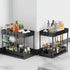 2 Pack Under Sink Organizer with Pull-Out Basket and Hooks for Bathroom & Kitchen