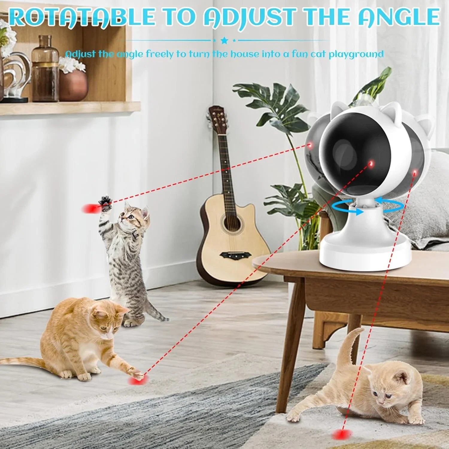 Interactive Laser Toy for Cats with Adjustable Angle, USB Rechargeable & 2 Speed Modes