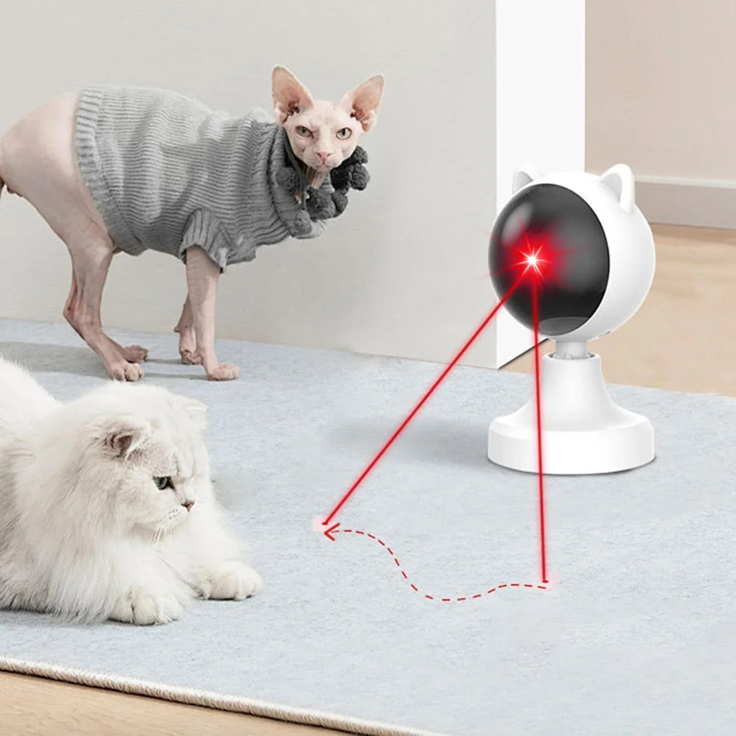 Interactive Laser Toy for Cats with Adjustable Angle, USB Rechargeable & 2 Speed Modes