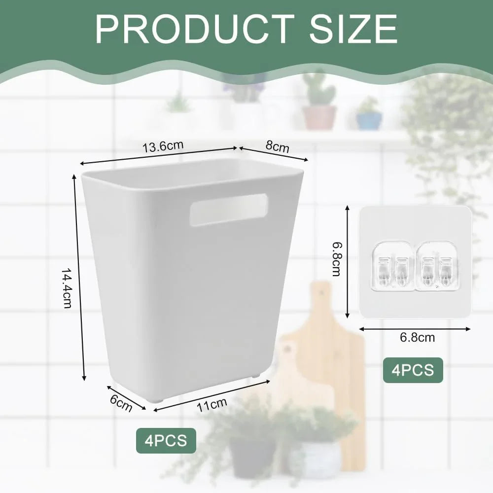 4‑Pack Self‑Adhesive Wall Storage Boxes for Kitchen, Bathroom & Cabinets