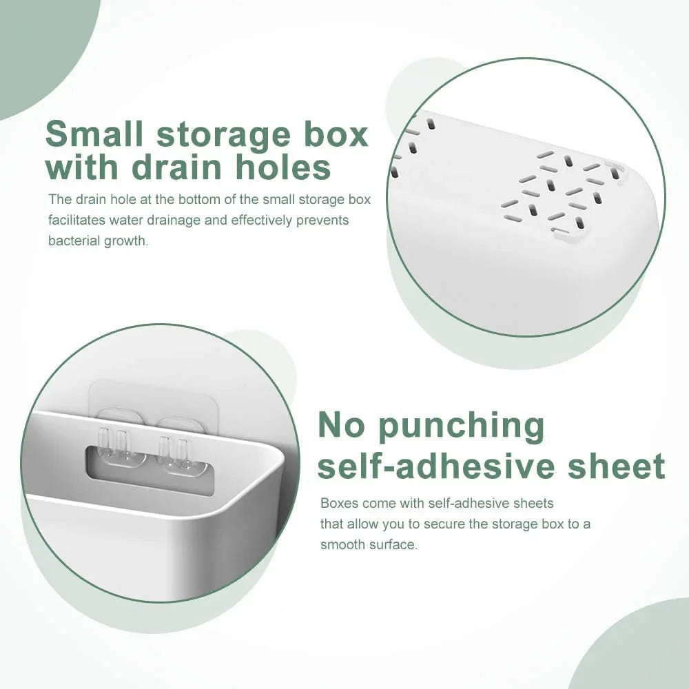 4‑Pack Self‑Adhesive Wall Storage Boxes for Kitchen, Bathroom & Cabinets