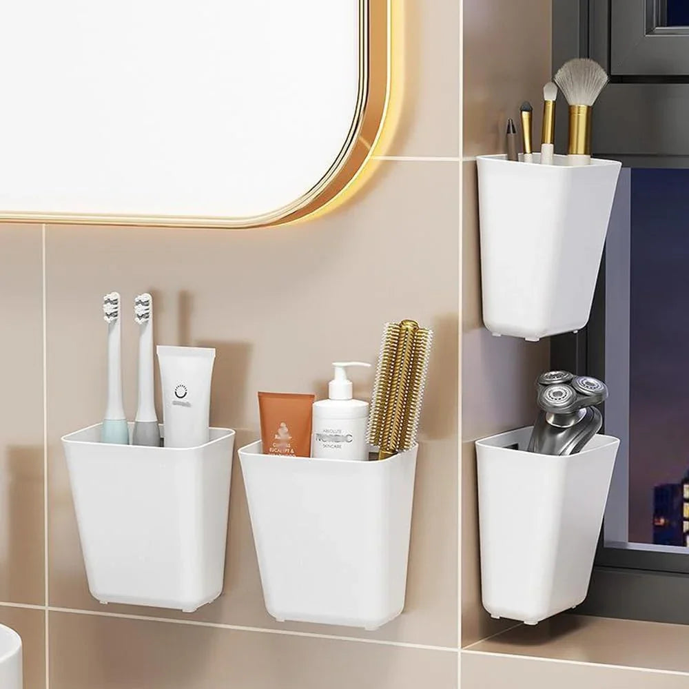 4‑Pack Self‑Adhesive Wall Storage Boxes for Kitchen, Bathroom & Cabinets