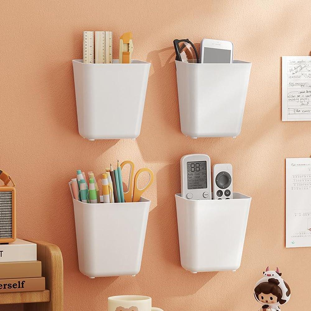 4‑Pack Self‑Adhesive Wall Storage Boxes for Kitchen, Bathroom & Cabinets