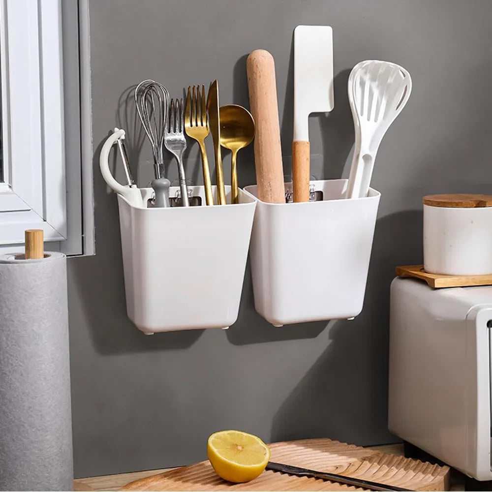 4‑Pack Self‑Adhesive Wall Storage Boxes for Kitchen, Bathroom & Cabinets