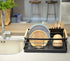 Dish Drying Rack Wooden Handles, Removable Cutlery Holder Drainboard Kitchen Countertop