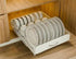 Pull Out Dish Rack for Kitchen Cabinet with Slide Out Drawer Organizer for Plates, Bowls & Utensils