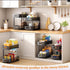 2 Tier Under Sink Organizer Pull Out Sliding Cabinet Storage Shelf with Height Adjustable for Kitchen, Bathroom or Laundry Room (Black)