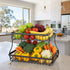 2-Tier Fruit Basket Metal Storage Bowl Kitchen Counter Organizer with Handles for Fruits, Vegetables, Snacks & Bread