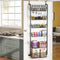 6-Tier Over the Door Organizer Heavy-Duty Metal Pantry Rack with Hanging Baskets for Home Kitchen Storage & Bathroom Door Organization (Black)