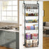 6-Tier Over the Door Organizer Heavy-Duty Metal Pantry Rack with Hanging Baskets for Home Kitchen Storage & Bathroom Door Organization (Black)