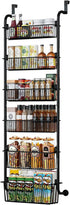 6-Tier Over the Door Organizer Heavy-Duty Metal Pantry Rack with Hanging Baskets for Home Kitchen Storage & Bathroom Door Organization (Black)