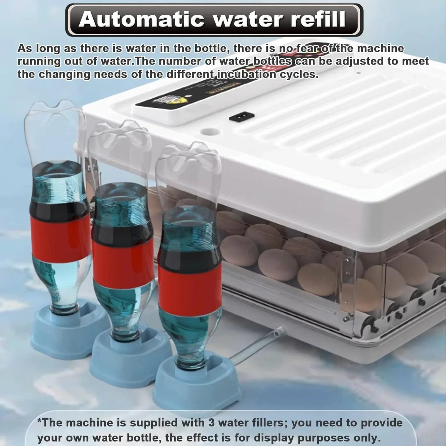 70 Egg Incubator with Automatic Turning, LED Display, Humidity & Temperature Control, Auto Water System & Built-in Egg Candler for Chicken, Duck, Quail, Goose