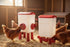 Automatic Chicken Feeder Waterer Set with 8KG Food 7L Water Capacity for Coop, Chickens, Ducks, Quails (Red)