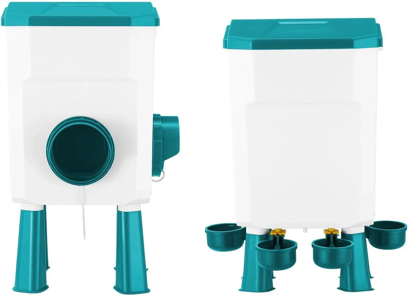 Automatic Chicken Feeder Waterer Set with 8KG Food 7L Water Capacity for Coop, Chickens, Ducks, Quails (Blue)