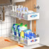 2 Tier Under Sink Organizer Pull Out Sliding Cabinet Storage Shelf with Height Adjustable for Kitchen, Bathroom or Laundry Room (White)