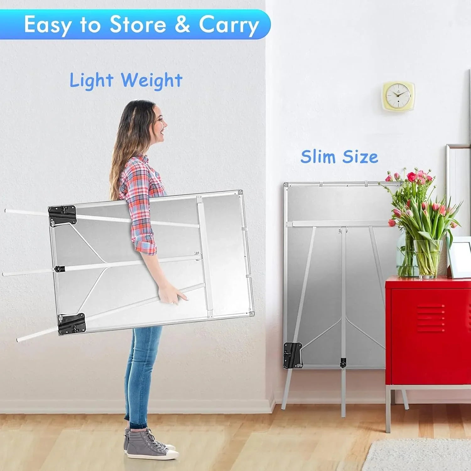 Whiteboard Easel Portable Magnetic Dry Erase Board with Adjustable Tripod Stand & Height Adjustable for Office & Home (90x60cm)