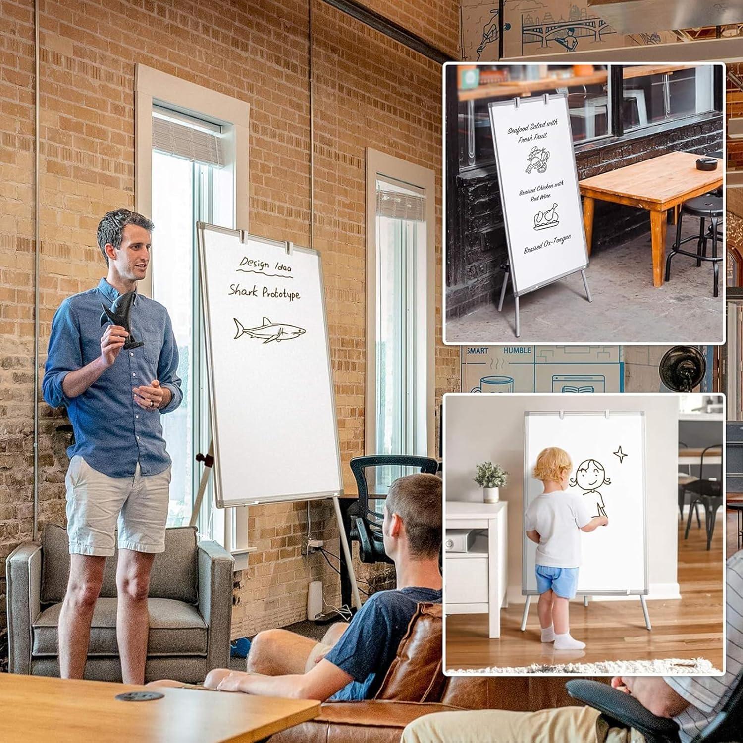 Whiteboard Easel Portable Magnetic Dry Erase Board with Adjustable Tripod Stand & Height Adjustable for Office & Home (90x60cm)