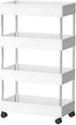 Slim Storage Cart Organizer Trolley with Wheels for Kitchen, Bathroom, Laundry & Narrow Spaces (4 tier)