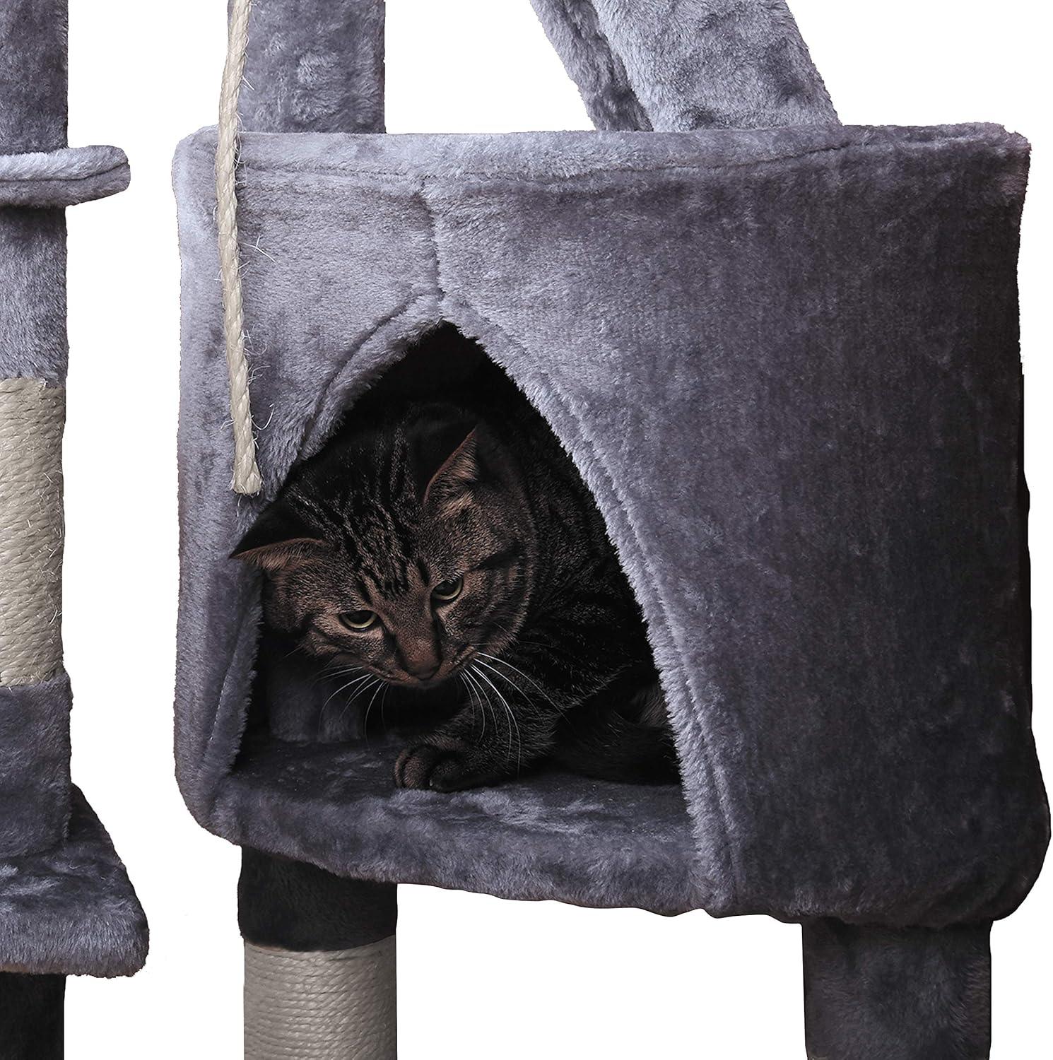 120cm Cat Tree for Indoor Cats with Condo, Hammock & Plush Perchfor for Kittens & Adult Cats