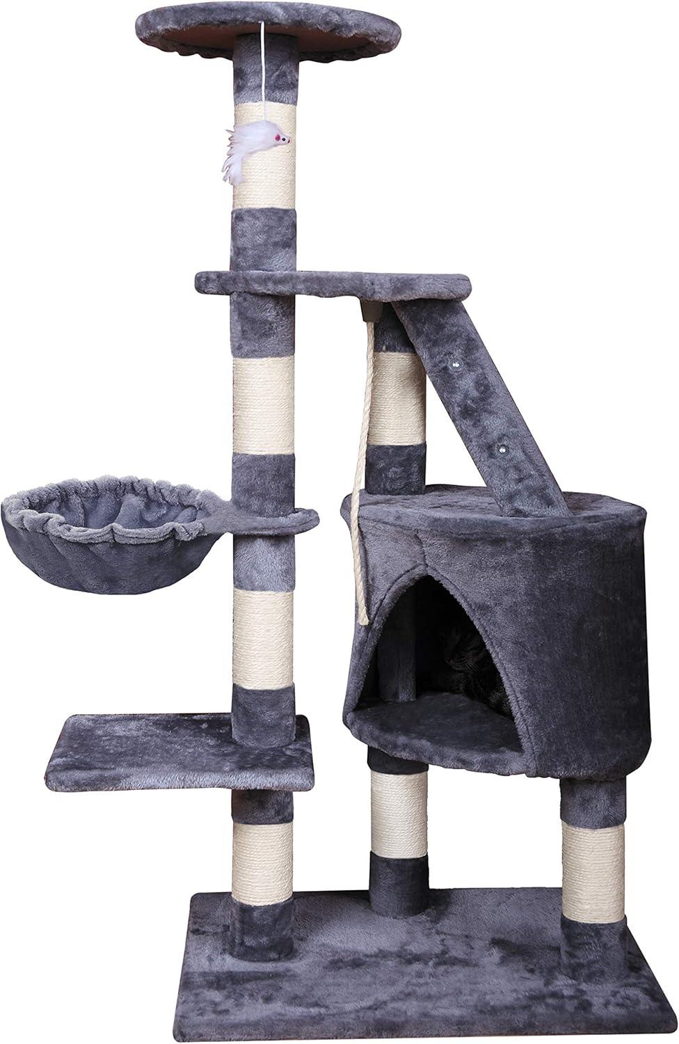120cm Cat Tree for Indoor Cats with Condo, Hammock & Plush Perchfor for Kittens & Adult Cats
