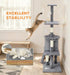CARLA HOME 134cm Cat Tree for Indoor Cats with Hammock, Plush Perch & Sisal Scratching Posts for Kittens & Adult Cats (Light Grey)