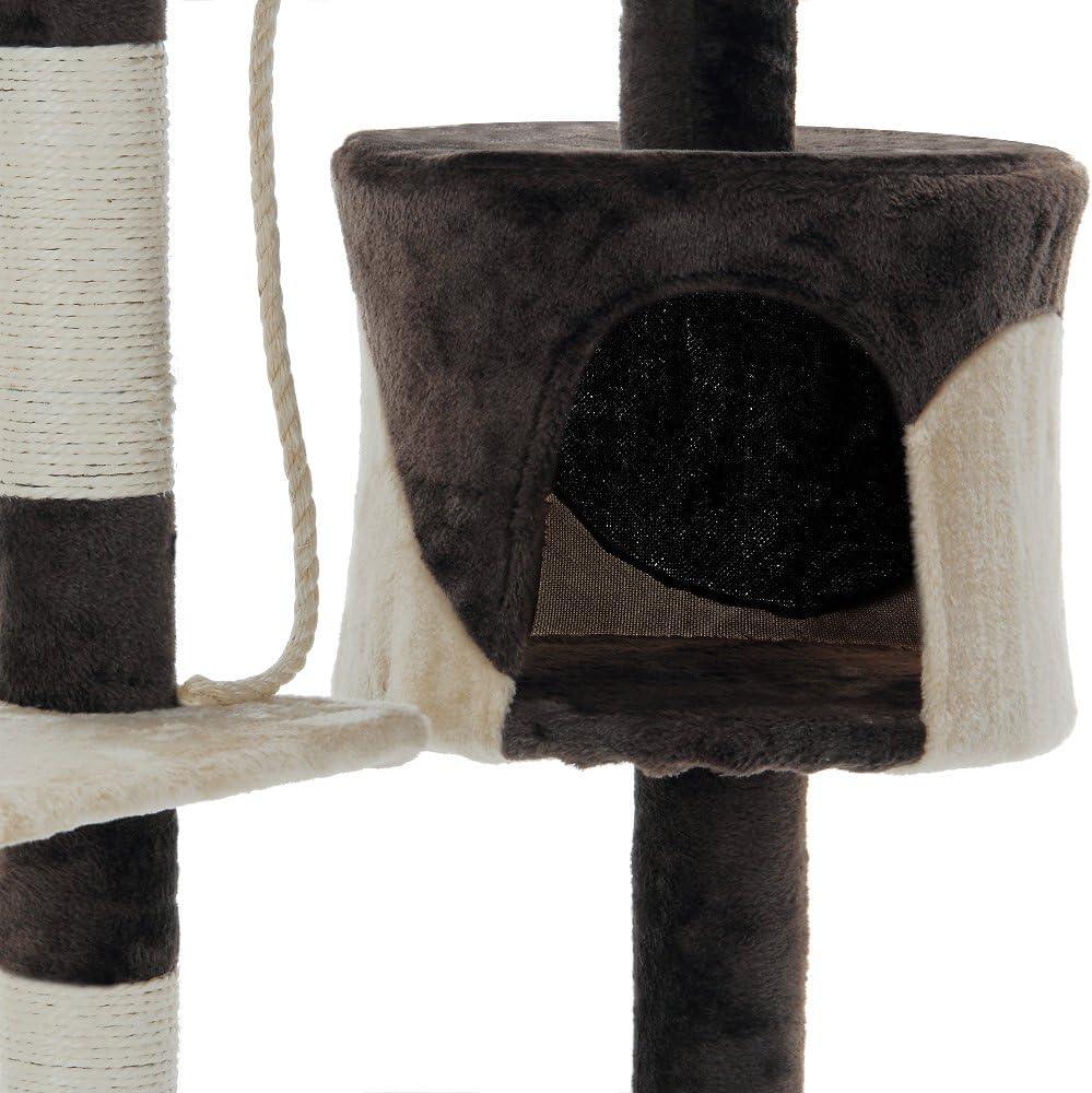 140cm Cat Tree for Indoor Cats with Plush Perch, Sisal Scratching Posts & Condo for Kittens & Adult Cats (Beige)