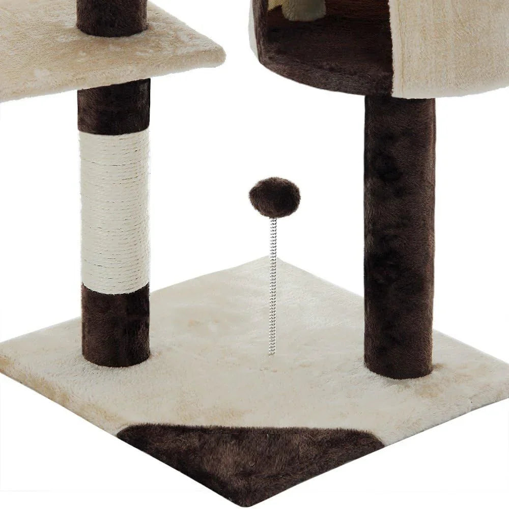 140cm Cat Tree for Indoor Cats with Plush Perch, Sisal Scratching Posts & Condo for Kittens & Adult Cats (Beige)