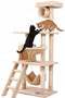 141cm Cat Tree Tower for Indoor Cats with Plush Perch, Ladder, Sisal Scratching Posts, Hammock & Condo for Kittens & Adult Cats (Beige)
