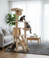 141cm Cat Tree Tower for Indoor Cats with Plush Perch, Ladder, Sisal Scratching Posts, Hammock & Condo for Kittens & Adult Cats (Beige)