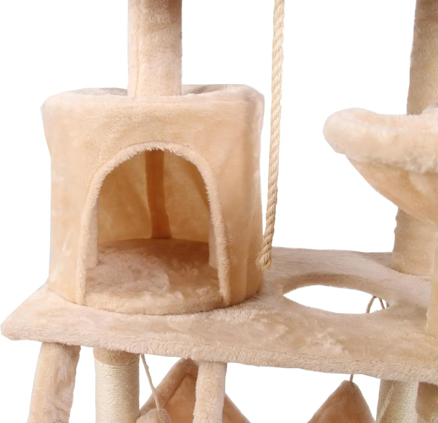 141cm Cat Tree Tower for Indoor Cats with Plush Perch, Ladder, Sisal Scratching Posts, Hammock & Condo for Kittens & Adult Cats (Beige)