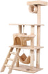 141cm Cat Tree Tower for Indoor Cats with Plush Perch, Ladder, Sisal Scratching Posts, Hammock & Condo for Kittens & Adult Cats (Beige)