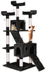 180cm Cat Tree Tower for Indoor Cats with Dual Condos, Plush Perches, Sisal Scratching Posts & Ramps for Kittens & Adult Cats (Black)