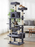180cm Cat Tree Tower for Indoor Cats with Plush Perches, Dual Condos, Natural Sisal Scratching Posts & Ramps for Kittens & Adult Cats (Grey)