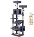 180cm Cat Tree Tower for Indoor Cats with Plush Perches, Dual Condos, Natural Sisal Scratching Posts & Ramps for Kittens & Adult Cats (Grey)