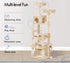 180cm Cat Tree Tower for Indoor Cats with Plush Perches, Dual Condos, Natural Sisal Scratching Posts & Ramps for Kittens & Adult Cats (Beige)