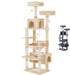180cm Cat Tree Tower for Indoor Cats with Plush Perches, Dual Condos, Natural Sisal Scratching Posts & Ramps for Kittens & Adult Cats (Beige)