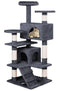 134cm Cat Tree Tower for Indoor Cats with Plush Perches, Dual Condos, Natural Sisal Scratching Posts & Ramp for Kittens & Adult Cats (Dark Grey)